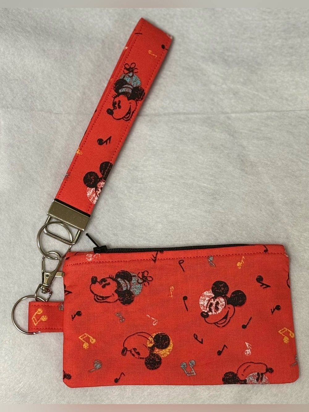 Red Mickey Mouse Coin Purse Wristlet Keychain